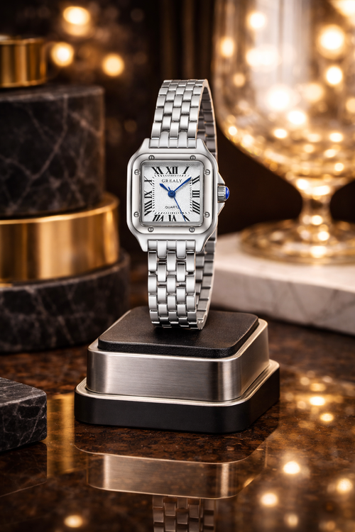 Montre Élégance Royale – Bracelet Joaillier & Cadran Romains