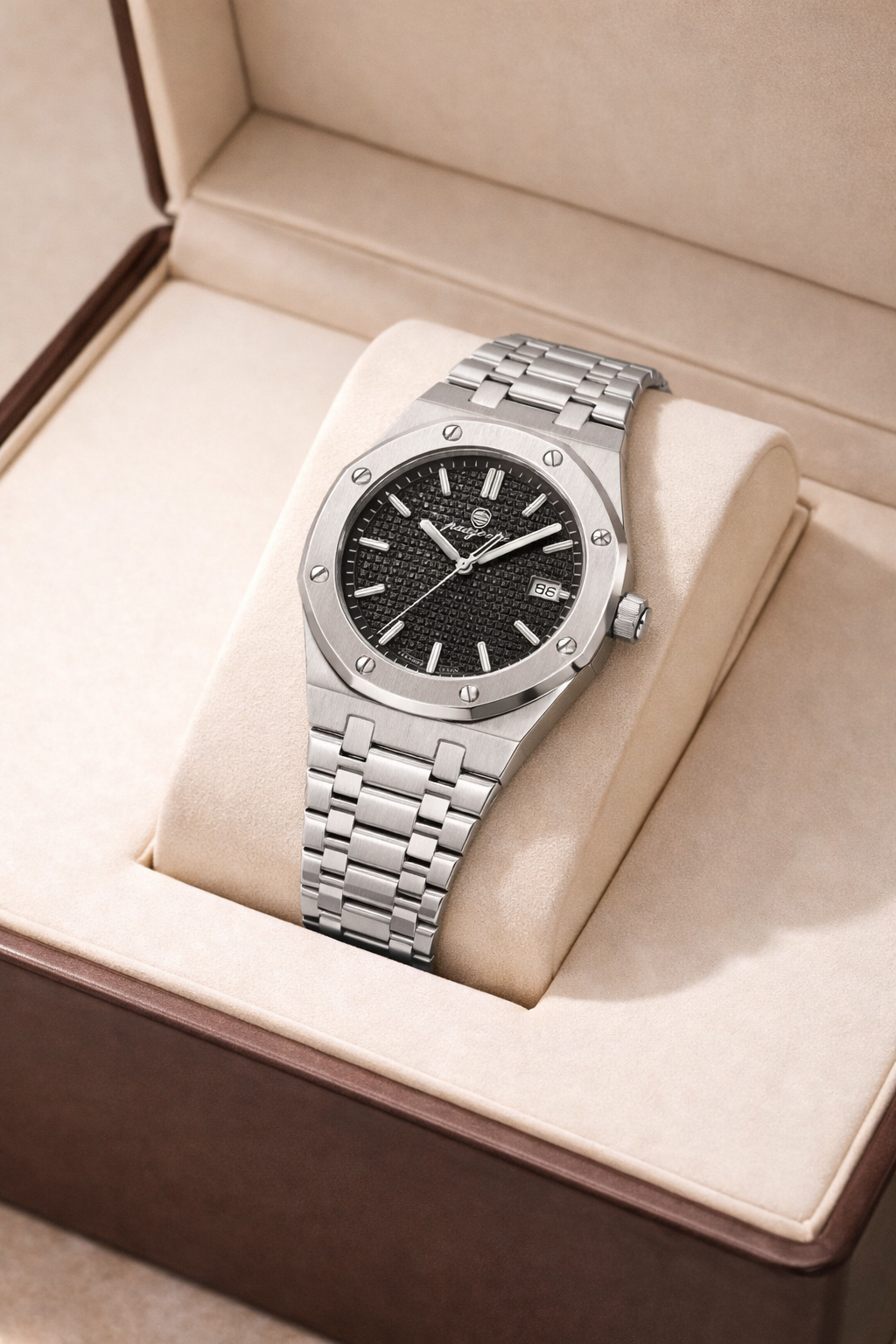 Montre Élégance Acier – Cadran Texturé