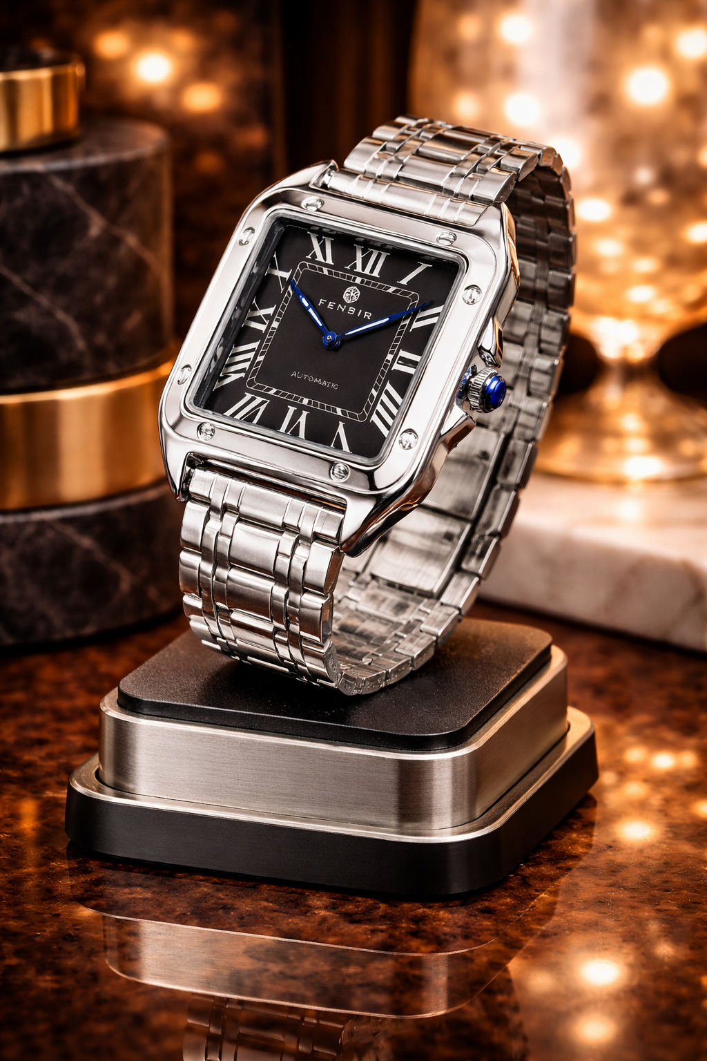 Montre Signature Carrée – Bracelet Intégré & Cadran Texturé