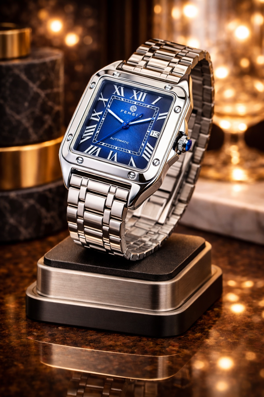 Montre Signature Carrée – Bracelet Intégré & Cadran Texturé