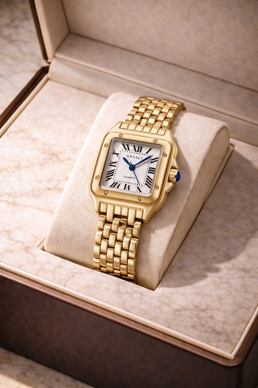 Montre Élégance Royale – Bracelet Joaillier & Cadran Romains